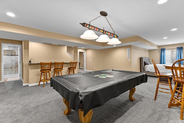 700 Ferguson Ave, Delaware, OH 43015 - rec room with carpet, recessed lighting, wet bar, billiards table, and baseboards