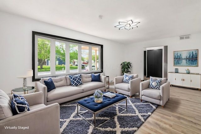 living area featuring light wood-type flooring