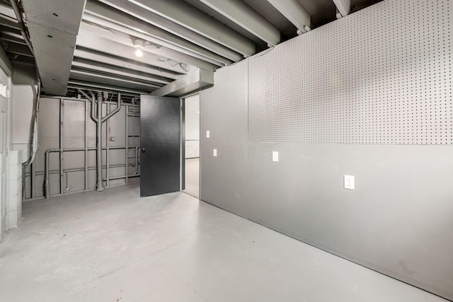 view of unfinished basement