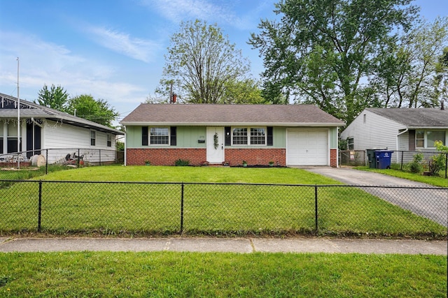 273 E Alcott Rd, Columbus, OH 43207 - ranch-style house featuring brick siding, driveway, a garage, board and batten siding, and a shingled roof