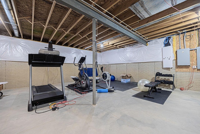 exercise room with electric panel