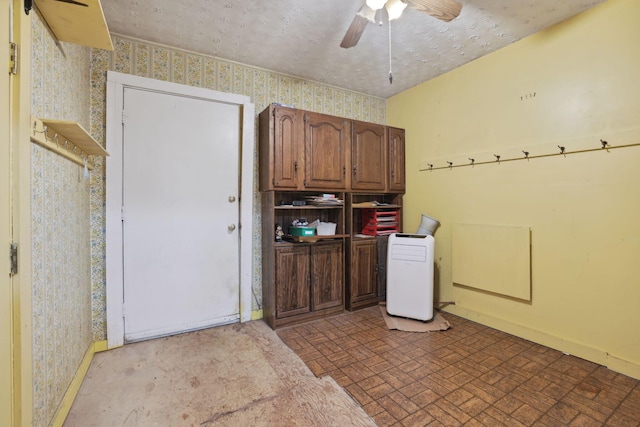5 Baltimore Somerset Rd NE, Baltimore, OH 43105 - miscellaneous room with wallpapered walls, baseboards, a ceiling fan, and brick patterned flooring