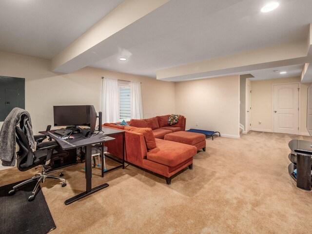 9035 Strawser St, Orient, OH 43146 - carpeted office space featuring recessed lighting, electric panel, and baseboards