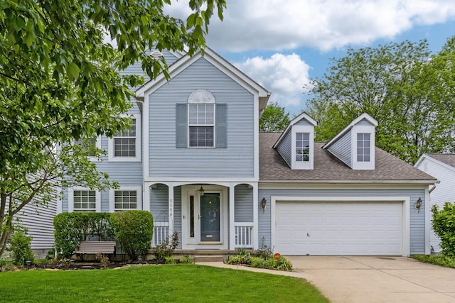 5556 Falco Dr, Westerville, OH 43081 - traditional home with a porch, a front yard, an attached garage, and concrete driveway