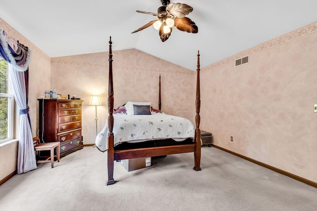 5556 Falco Dr, Westerville, OH 43081 - bedroom featuring lofted ceiling, baseboards, carpet floors, and ceiling fan