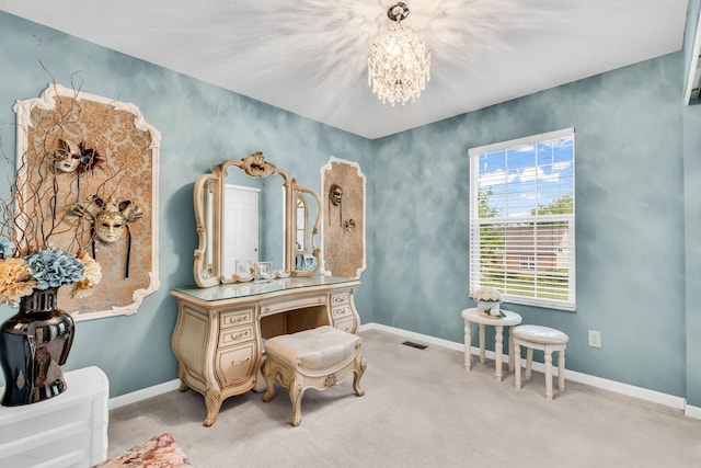 5556 Falco Dr, Westerville, OH 43081 - office featuring a chandelier, light carpet, and baseboards