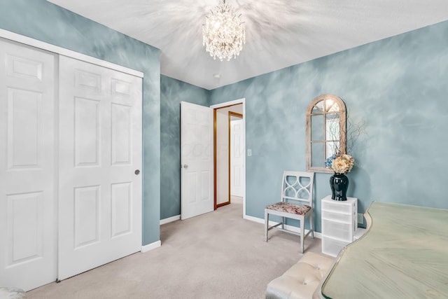 5556 Falco Dr, Westerville, OH 43081 - bedroom featuring a chandelier, carpet, baseboards, and a closet