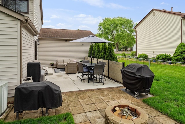 460 Lytton Way, Columbus, OH 43230 - view of patio featuring a grill and an outdoor living space with a fire pit