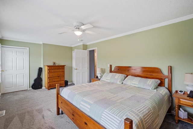 460 Lytton Way, Columbus, OH 43230 - bedroom with carpet flooring, ornamental molding, and a ceiling fan