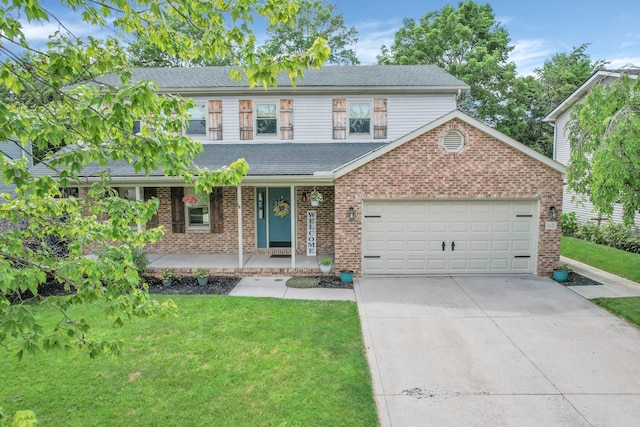 113 Bridgeport Way, Delaware, OH 43015 - traditional home with a garage, covered porch, driveway, and a front yard