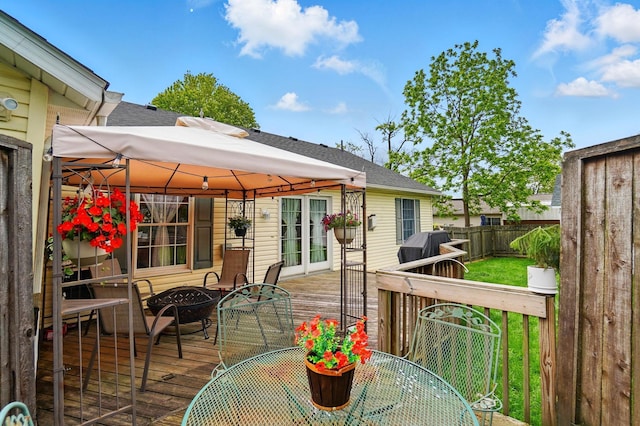 415 Yencer St, Baltimore, OH 43105 - deck with a gazebo, a fire pit, outdoor dining space, and grilling area