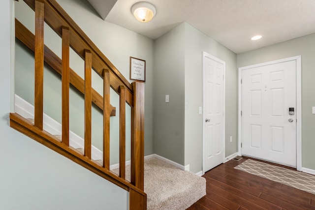 5958 Central College Rd, New Albany, OH 43054 - foyer with dark wood-type flooring, baseboards, and recessed lighting