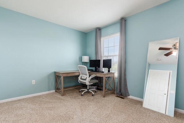 5958 Central College Rd, New Albany, OH 43054 - office with carpet floors, ceiling fan, and baseboards