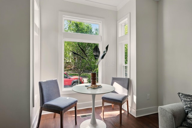 436 W 2nd Ave, Columbus, OH 43201 - living area featuring dark wood-style flooring, plenty of natural light, and baseboards