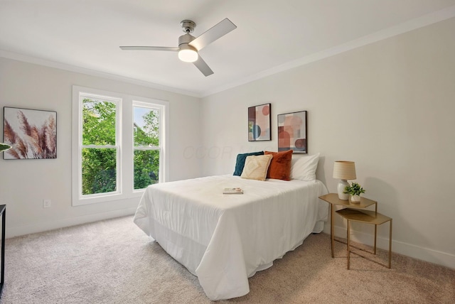 436 W 2nd Ave, Columbus, OH 43201 - bedroom with crown molding, carpet, baseboards, and ceiling fan
