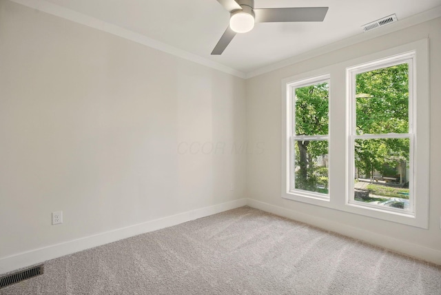 436 W 2nd Ave, Columbus, OH 43201 - empty room with baseboards, crown molding, carpet, and a ceiling fan