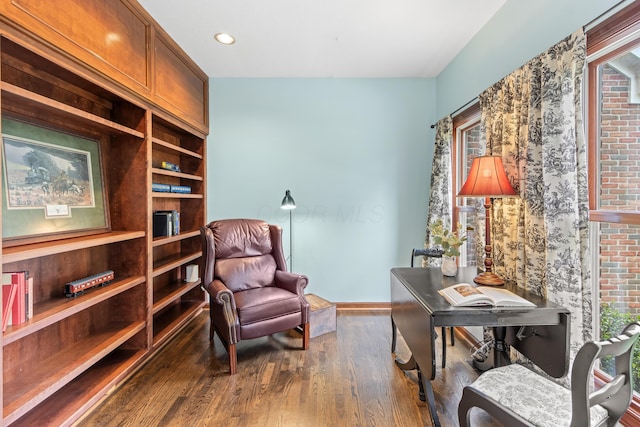 5098 Cascade Dr, Powell, OH 43065 - sitting room with dark wood-type flooring, baseboards, and recessed lighting