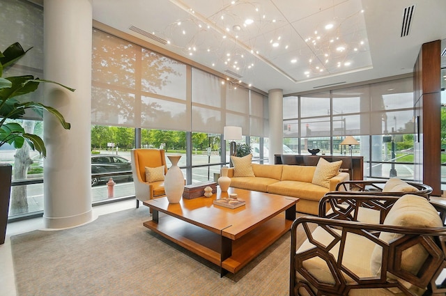 300 W Spring St Unit 515, Columbus, OH 43215 - community lobby featuring a towering ceiling, recessed lighting, and floor to ceiling windows