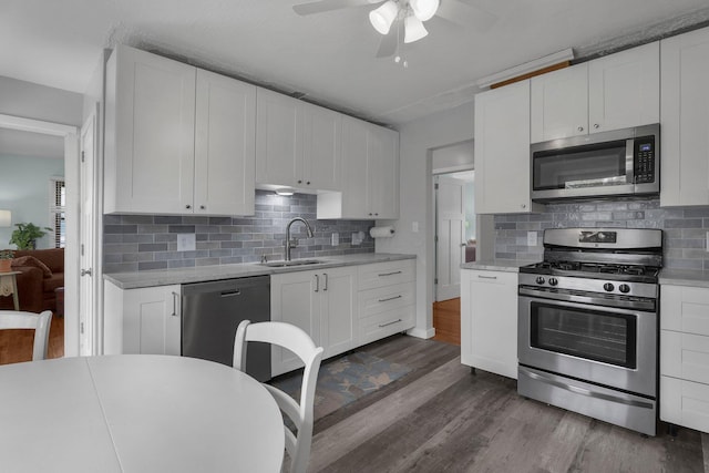 6641 Charles Rd, Westerville, OH 43082 - kitchen with appliances with stainless steel finishes, a sink, a ceiling fan, and light countertops