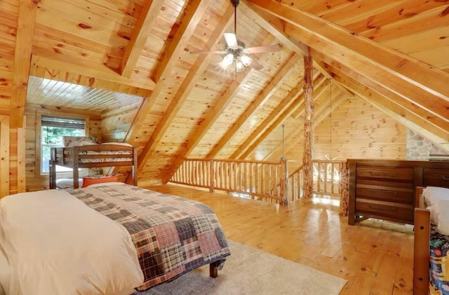 820 Pump Station Rd SE, Sugar Grove, OH 43155 - bedroom with wooden walls, wood ceiling, and wood-type flooring