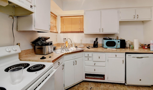1934 Stratford Way, Columbus, OH 43219 - kitchen with white appliances, a sink, light countertops, and white cabinetry
