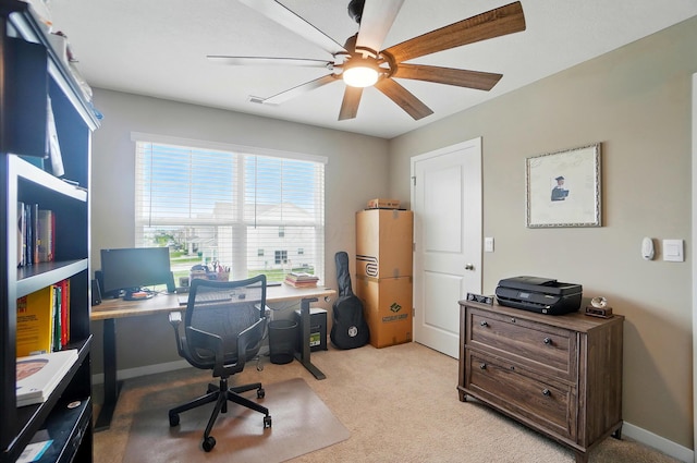 4410 Holstein Dr, Columbus, OH 43207 - office with ceiling fan, light colored carpet, and baseboards