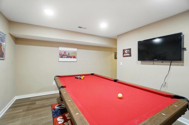 4410 Holstein Dr, Columbus, OH 43207 - playroom with billiards table, wood finished floors, baseboards, and recessed lighting