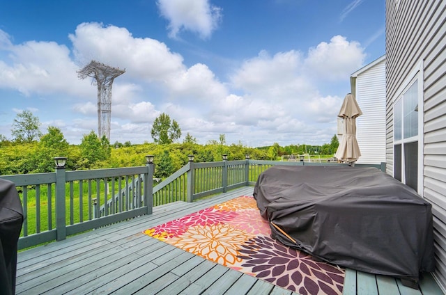 4410 Holstein Dr, Columbus, OH 43207 - wooden terrace with grilling area