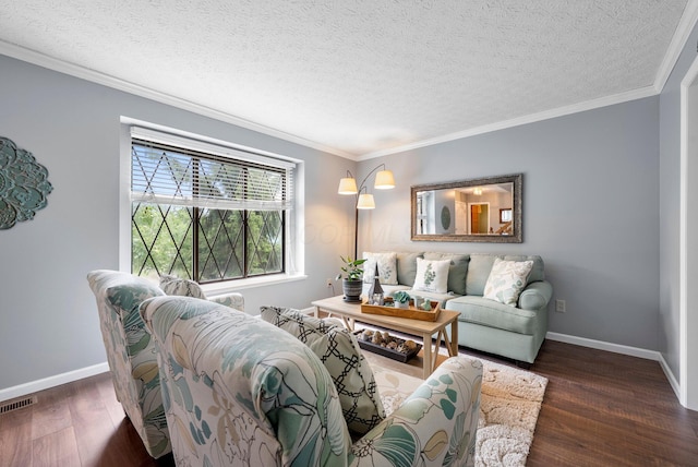 5524 Rushden Dr, Columbus, OH 43230 - living area with wood finished floors, ornamental molding, and a textured ceiling