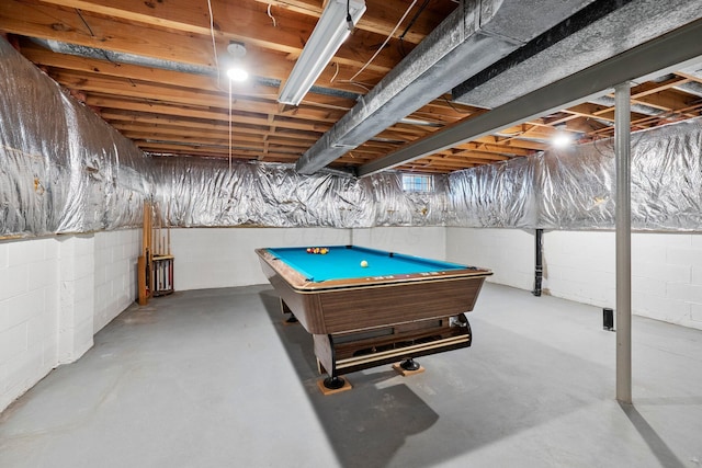 5524 Rushden Dr, Columbus, OH 43230 - playroom featuring concrete floors, billiards table, and concrete block wall