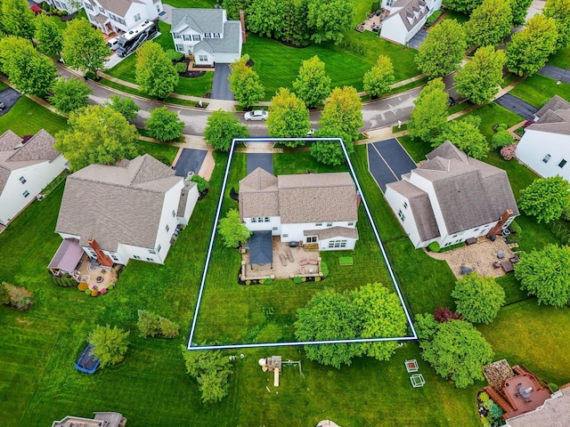 5073 Thornwood Dr, Westerville, OH 43082 - aerial perspective of suburban area featuring property parcel outlined