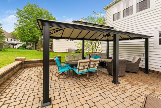 5073 Thornwood Dr, Westerville, OH 43082 - view of patio featuring a gazebo, an outdoor living space, and outdoor dining area