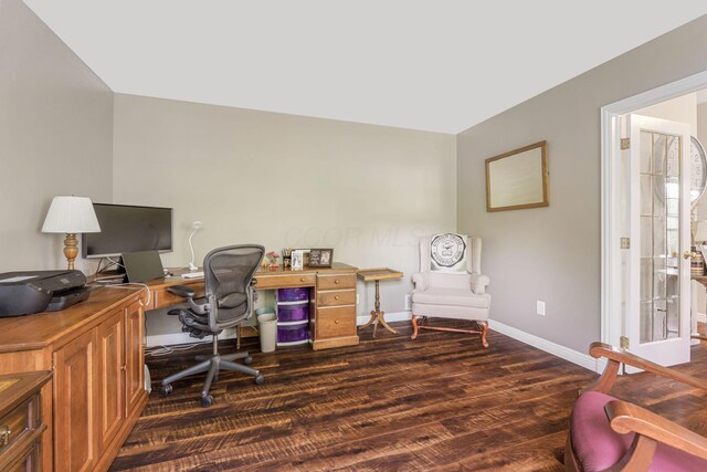 5073 Thornwood Dr, Westerville, OH 43082 - office with dark wood finished floors and baseboards