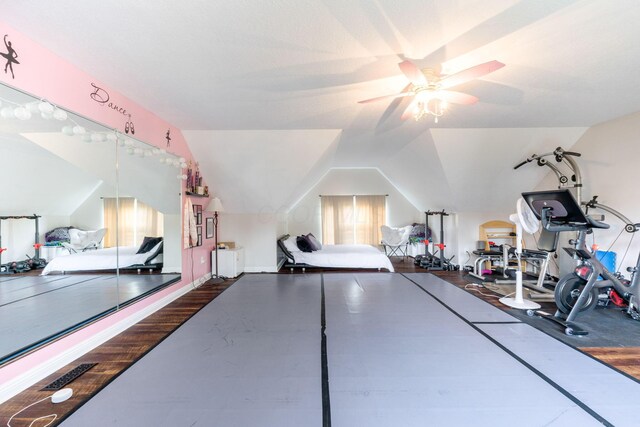 5073 Thornwood Dr, Westerville, OH 43082 - rec room with a ceiling fan and vaulted ceiling