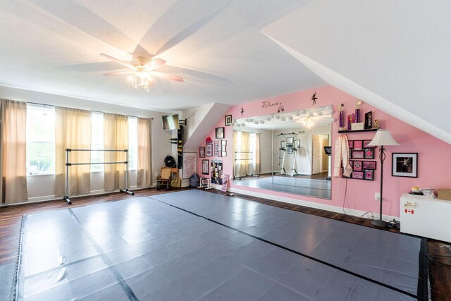 5073 Thornwood Dr, Westerville, OH 43082 - workout area featuring ceiling fan and baseboards