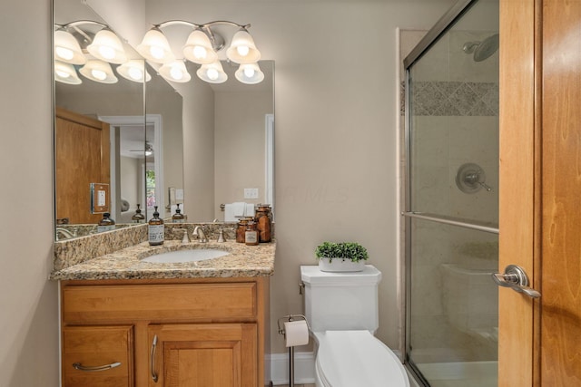 504 W Orange Rd, Delaware, OH 43015 - bathroom with a stall shower, vanity, and toilet
