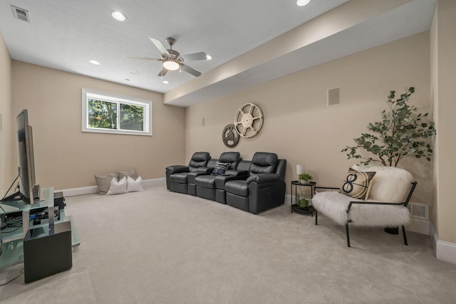 504 W Orange Rd, Delaware, OH 43015 - carpeted living room featuring ceiling fan, baseboards, and recessed lighting