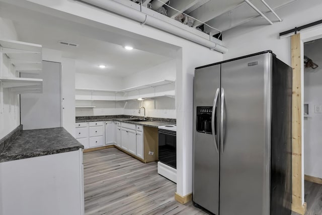 7205 W Grubb Rd NE, Thornville, OH 43076 - kitchen with stainless steel fridge with ice dispenser, open shelves, range with electric cooktop, and a sink