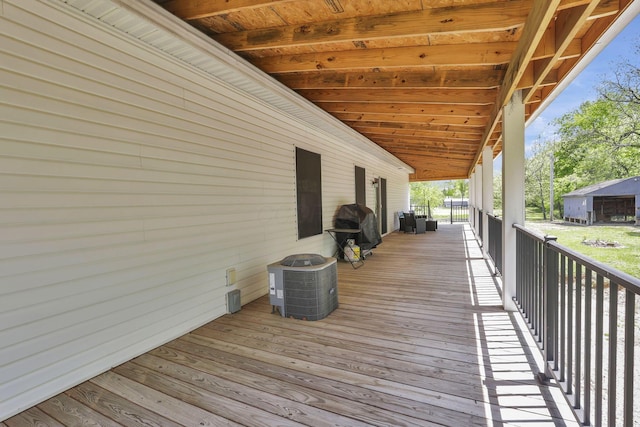 7205 W Grubb Rd NE, Thornville, OH 43076 - wooden deck featuring cooling unit and area for grilling