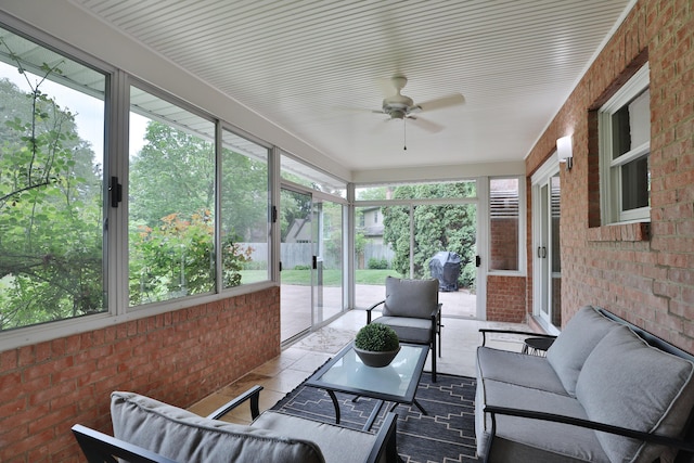 1155 Millcreek Ct, Columbus, OH 43220 - sunroom featuring an outdoor hangout area and ceiling fan