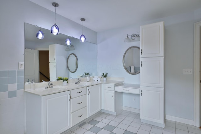 1155 Millcreek Ct, Columbus, OH 43220 - full bath featuring double vanity, tile patterned floors, and baseboards