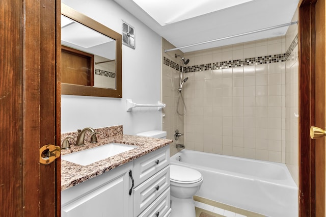 144 W Ticonderoga Dr Unit H, Westerville, OH 43081 - bathroom with toilet, vanity, washtub / shower combination, and tile patterned floors