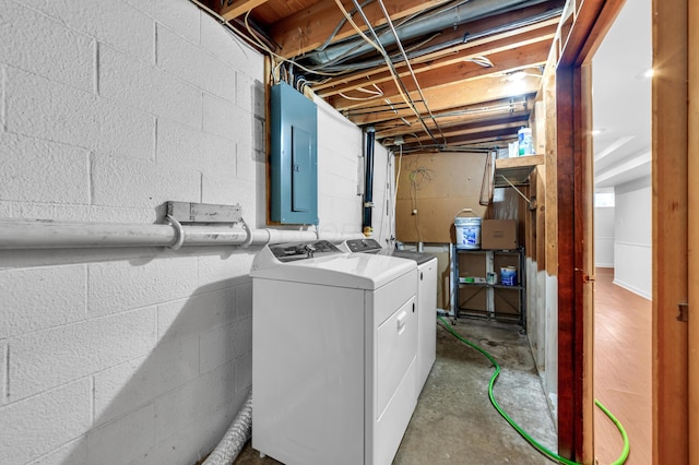 144 W Ticonderoga Dr Unit H, Westerville, OH 43081 - laundry room with washing machine and dryer and electric panel