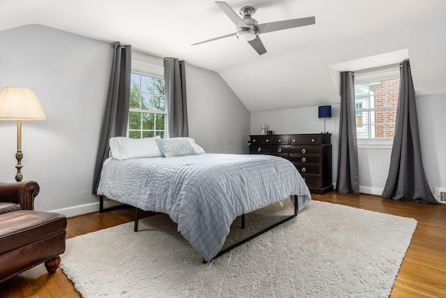 2731 E Broad St, Bexley, OH 43209 - bedroom with vaulted ceiling, wood finished floors, baseboards, and ceiling fan