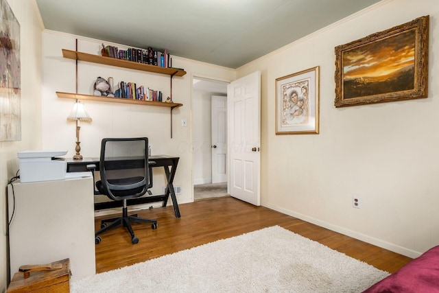 2731 E Broad St, Bexley, OH 43209 - office area featuring wood finished floors, baseboards, and ornamental molding