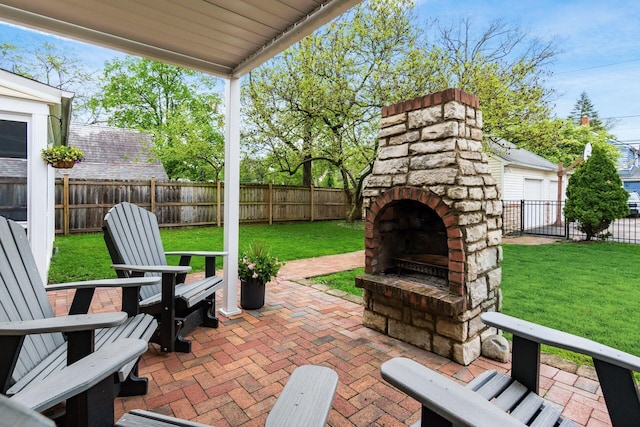 2731 E Broad St, Bexley, OH 43209 - view of patio / terrace with an outdoor stone fireplace