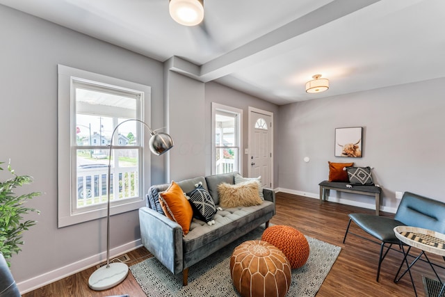 686 Frebis Ave, Columbus, OH 43206 - living room with baseboards and wood finished floors