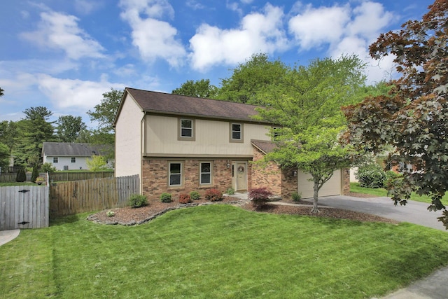 traditional home with concrete driveway, brick siding, and roof with shingles
