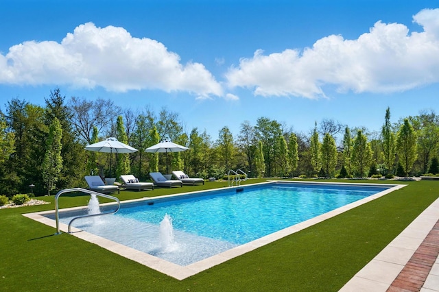 8070 Harriott Rd, Dublin, OH 43017 - outdoor pool featuring a lawn
