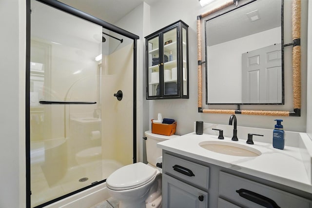 8070 Harriott Rd, Dublin, OH 43017 - bathroom with toilet, a shower stall, and vanity